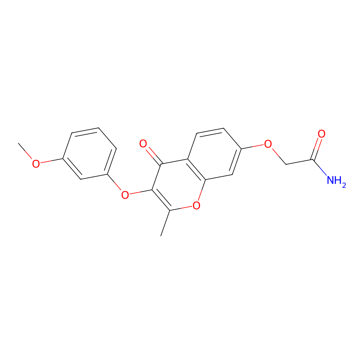 2-((3-(3-methoxyphenoxy)-2-methyl-4-oxo-4H-chromen-7-yl)oxy)acetamide molecular structure, CAS 637749-05-4