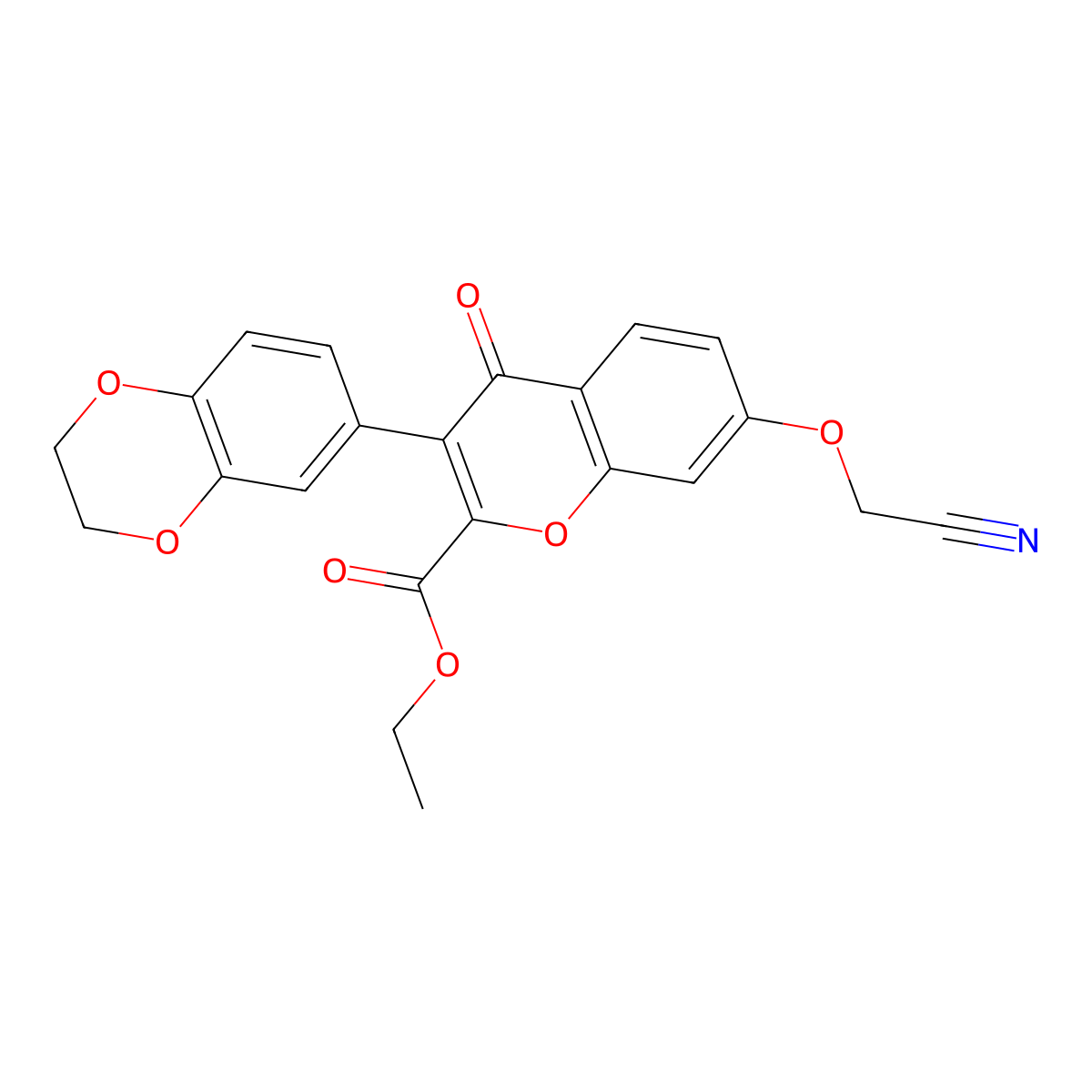 ethyl 7-(cyanomethoxy)-3-(2,3-dihydro-1,4-benzodioxin-6-yl)-4-oxo-4H-chromene-2-carboxylate molecular structure, CAS 637749-11-2