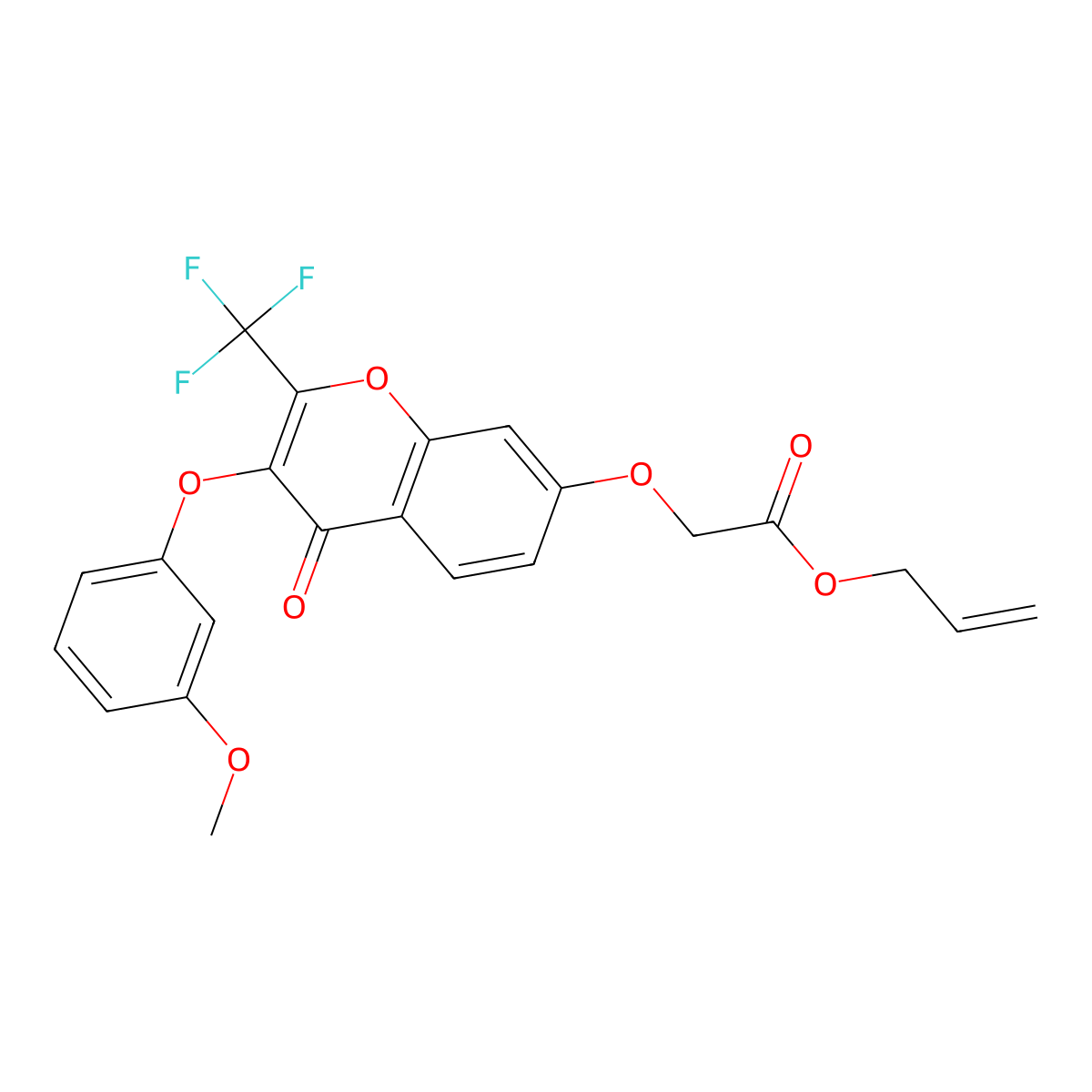 Prop-2-enyl 2-[3-(3-methoxyphenoxy)-4-oxo-2-(trifluoromethyl)chromen-7-yl]oxyacetate molecular structure, CAS 637749-14-5