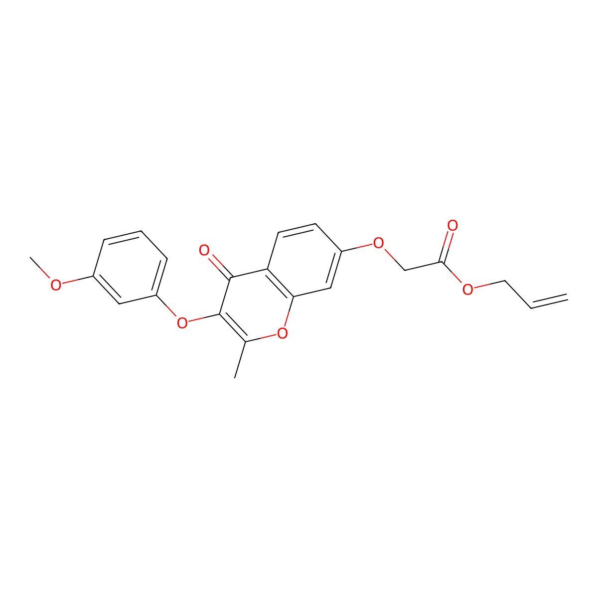 Prop-2-enyl 2-[3-(3-methoxyphenoxy)-2-methyl-4-oxochromen-7-yl]oxyacetate molecular structure, CAS 637749-15-6