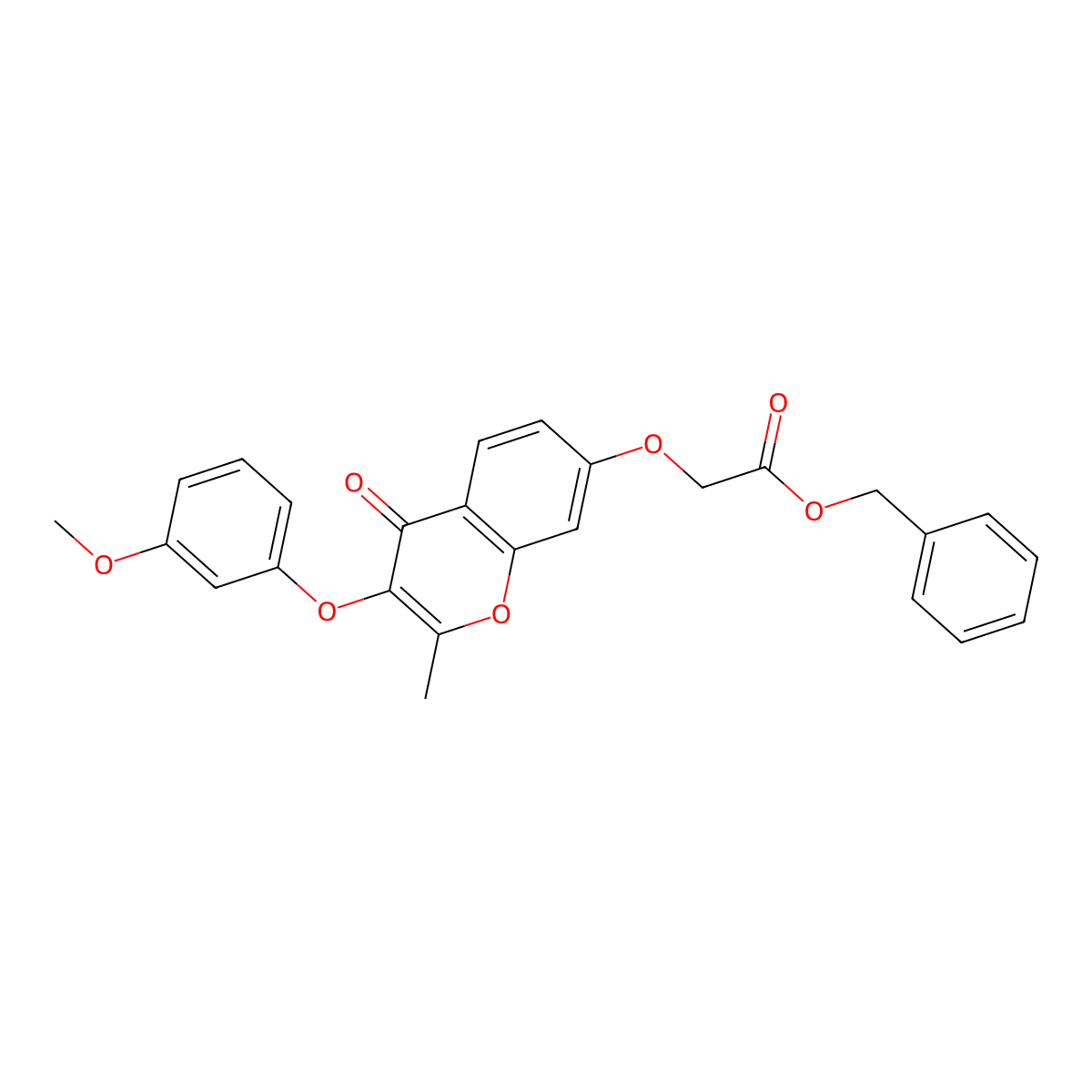 benzyl 2-{[3-(3-methoxyphenoxy)-2-methyl-4-oxo-4H-chromen-7-yl]oxy}acetate molecular structure, CAS 637749-18-9