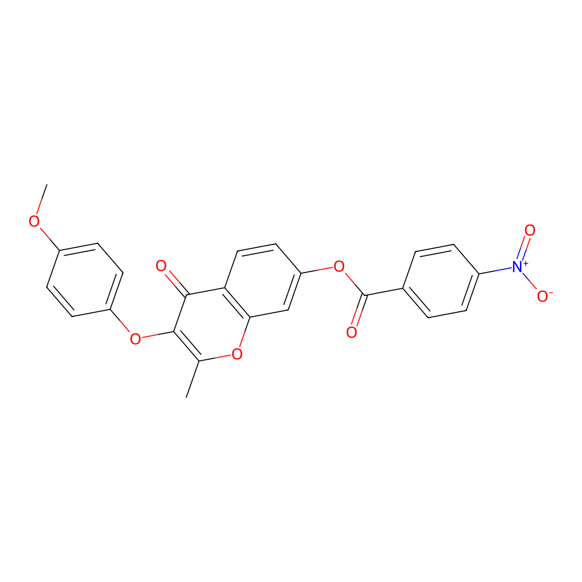 3-(4-methoxyphenoxy)-2-methyl-4-oxo-4H-chromen-7-yl 4-nitrobenzoate molecular structure, CAS 637749-27-0