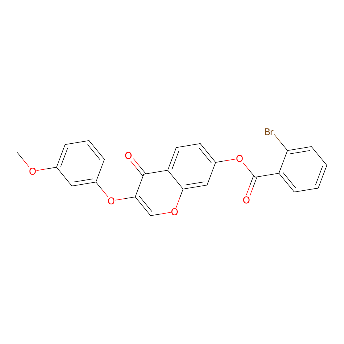 3-(3-methoxyphenoxy)-4-oxo-4H-chromen-7-yl 2-bromobenzoate molecular structure, CAS 637749-29-2