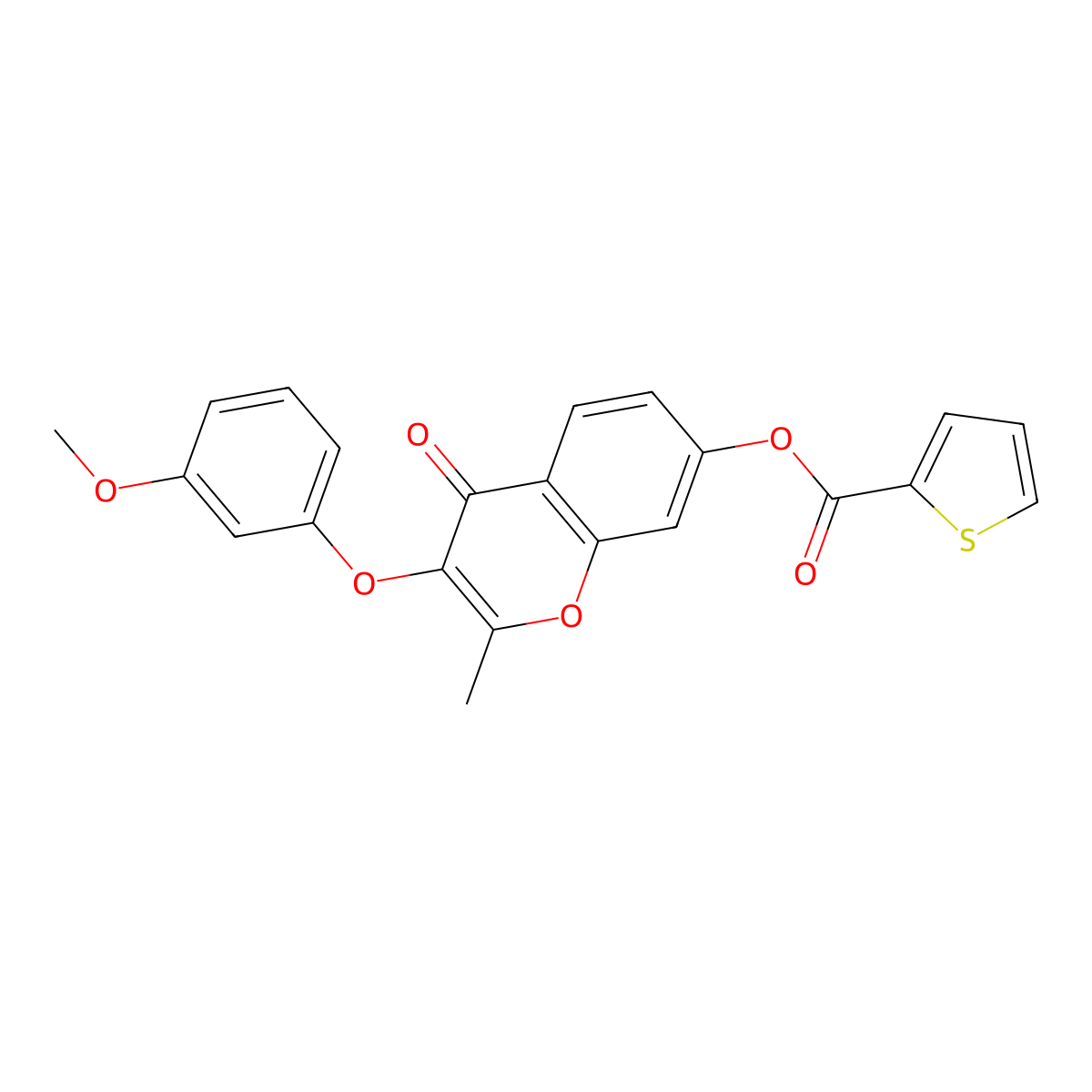 3-(3-methoxyphenoxy)-2-methyl-4-oxo-4H-chromen-7-yl thiophene-2-carboxylate molecular structure, CAS 637749-31-6