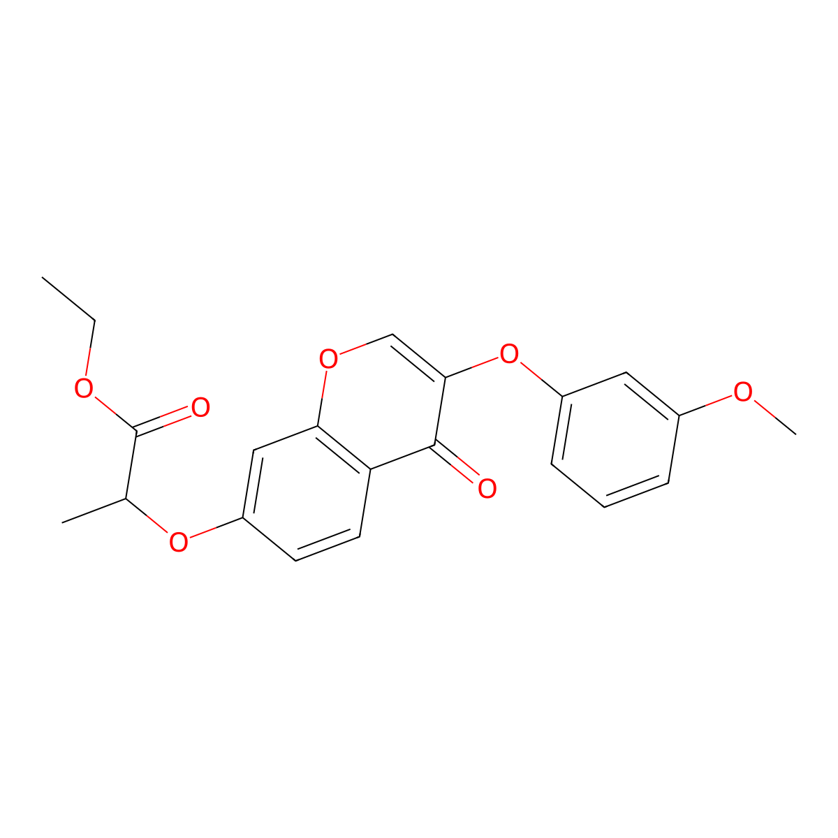 Ethyl 2-[3-(3-methoxyphenoxy)-4-oxochromen-7-yl]oxypropanoate molecular structure, CAS 637749-33-8