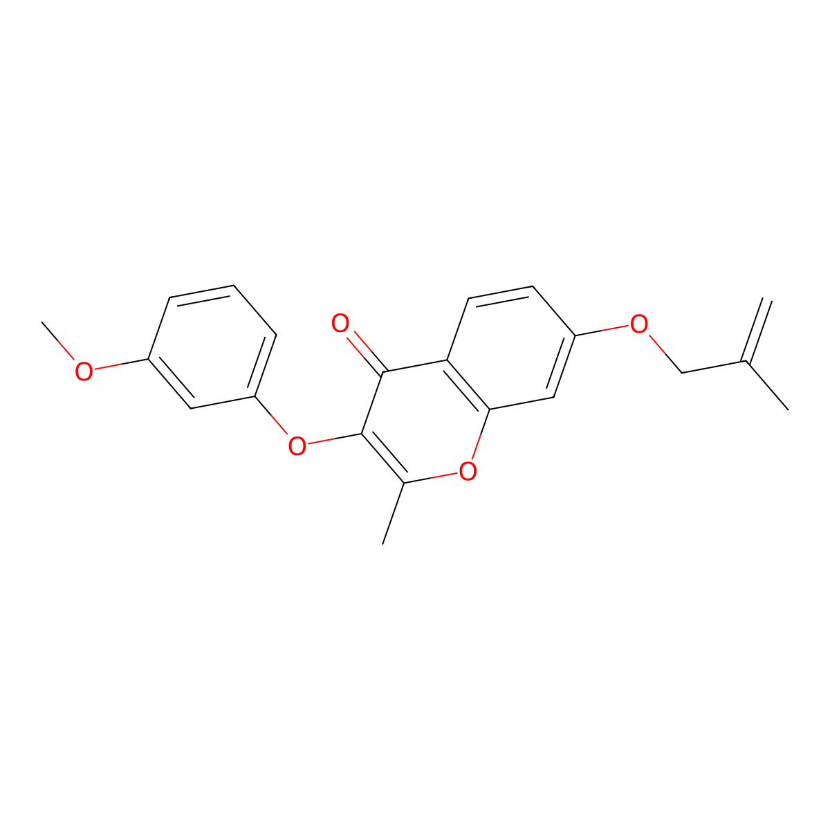 3-(3-methoxyphenoxy)-2-methyl-7-((2-methylallyl)oxy)-4H-chromen-4-one molecular structure, CAS 637749-35-0