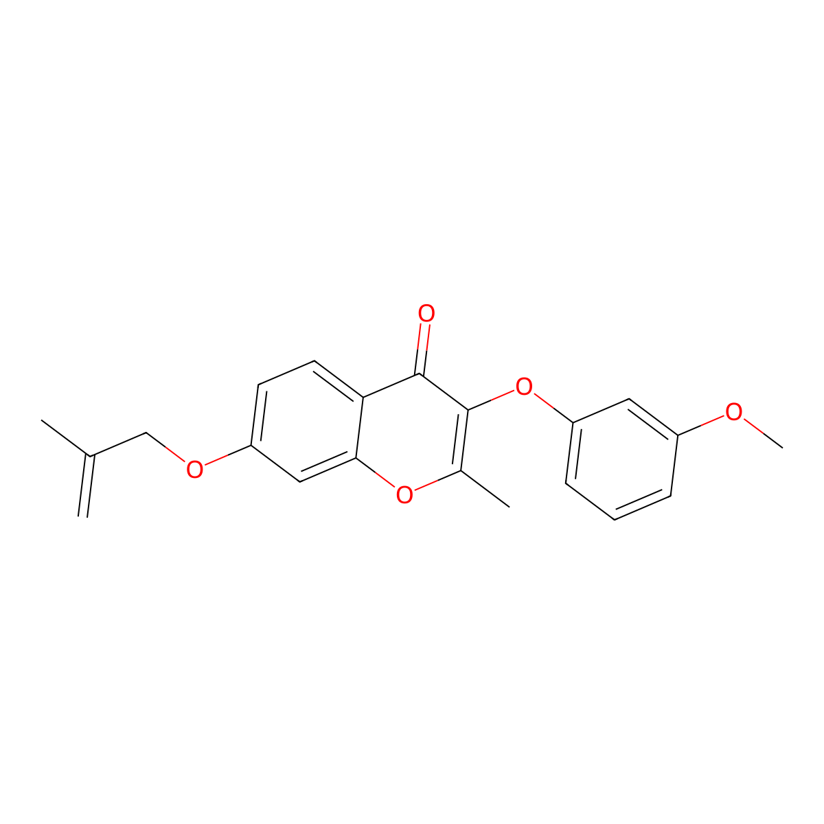 3-(3-methoxyphenoxy)-2-methyl-7-((2-methylallyl)oxy)-4H-chromen-4-one molecular structure, CAS 637749-35-0