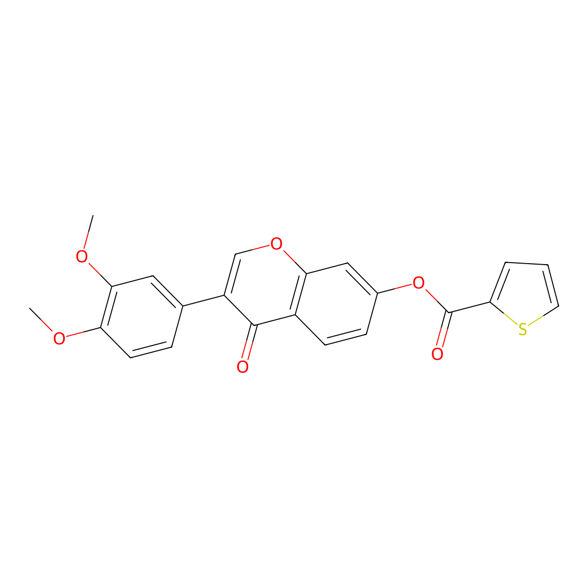 3-(3,4-dimethoxyphenyl)-4-oxo-4H-chromen-7-yl thiophene-2-carboxylate molecular structure, CAS 637749-48-5