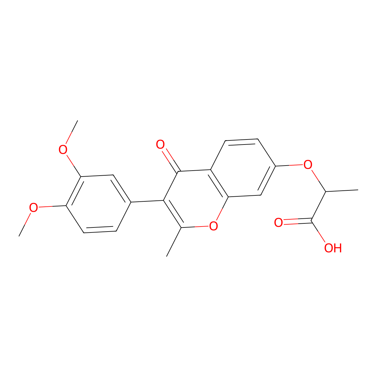 2-((3-(3,4-dimethoxyphenyl)-2-methyl-4-oxo-4H-chromen-7-yl)oxy)propanoic acid molecular structure, CAS 637749-54-3