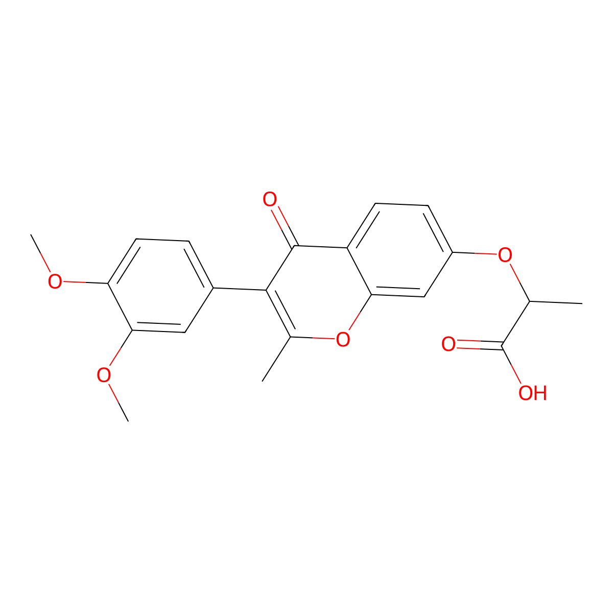 2-((3-(3,4-dimethoxyphenyl)-2-methyl-4-oxo-4H-chromen-7-yl)oxy)propanoic acid molecular structure, CAS 637749-54-3