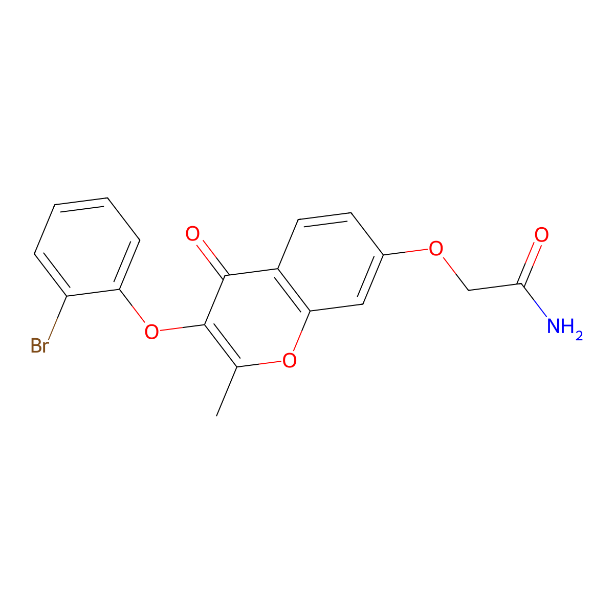 2-((3-(2-bromophenoxy)-2-methyl-4-oxo-4H-chromen-7-yl)oxy)acetamide molecular structure, CAS 637749-55-4