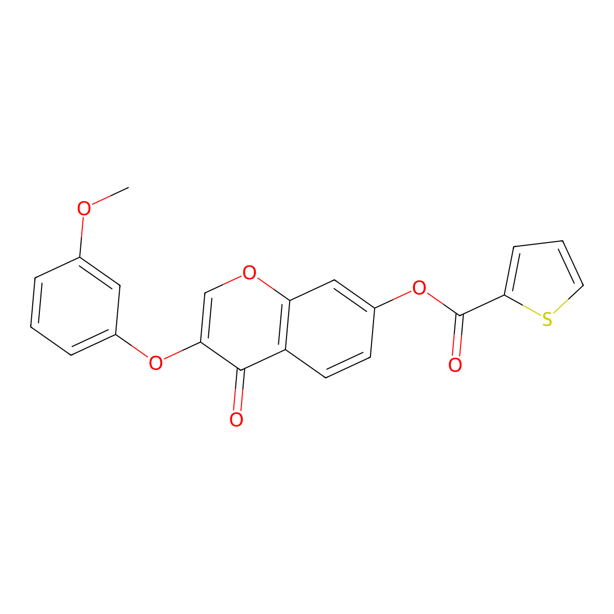 3-(3-methoxyphenoxy)-4-oxo-4H-chromen-7-yl thiophene-2-carboxylate molecular structure, CAS 637749-63-4