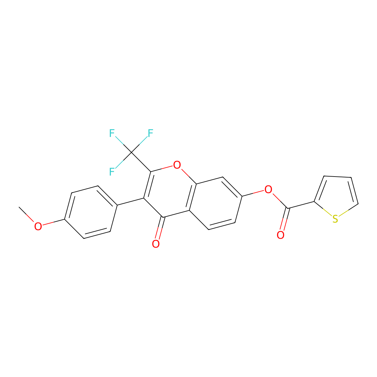 3-(4-methoxyphenyl)-4-oxo-2-(trifluoromethyl)-4H-chromen-7-yl thiophene-2-carboxylate molecular structure, CAS 637749-65-6