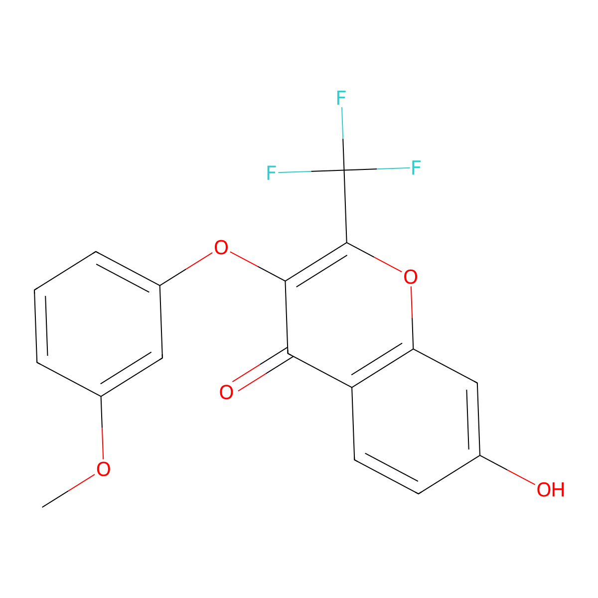 7-hydroxy-3-(3-methoxyphenoxy)-2-(trifluoromethyl)-4H-chromen-4-one molecular structure, CAS 637749-79-2