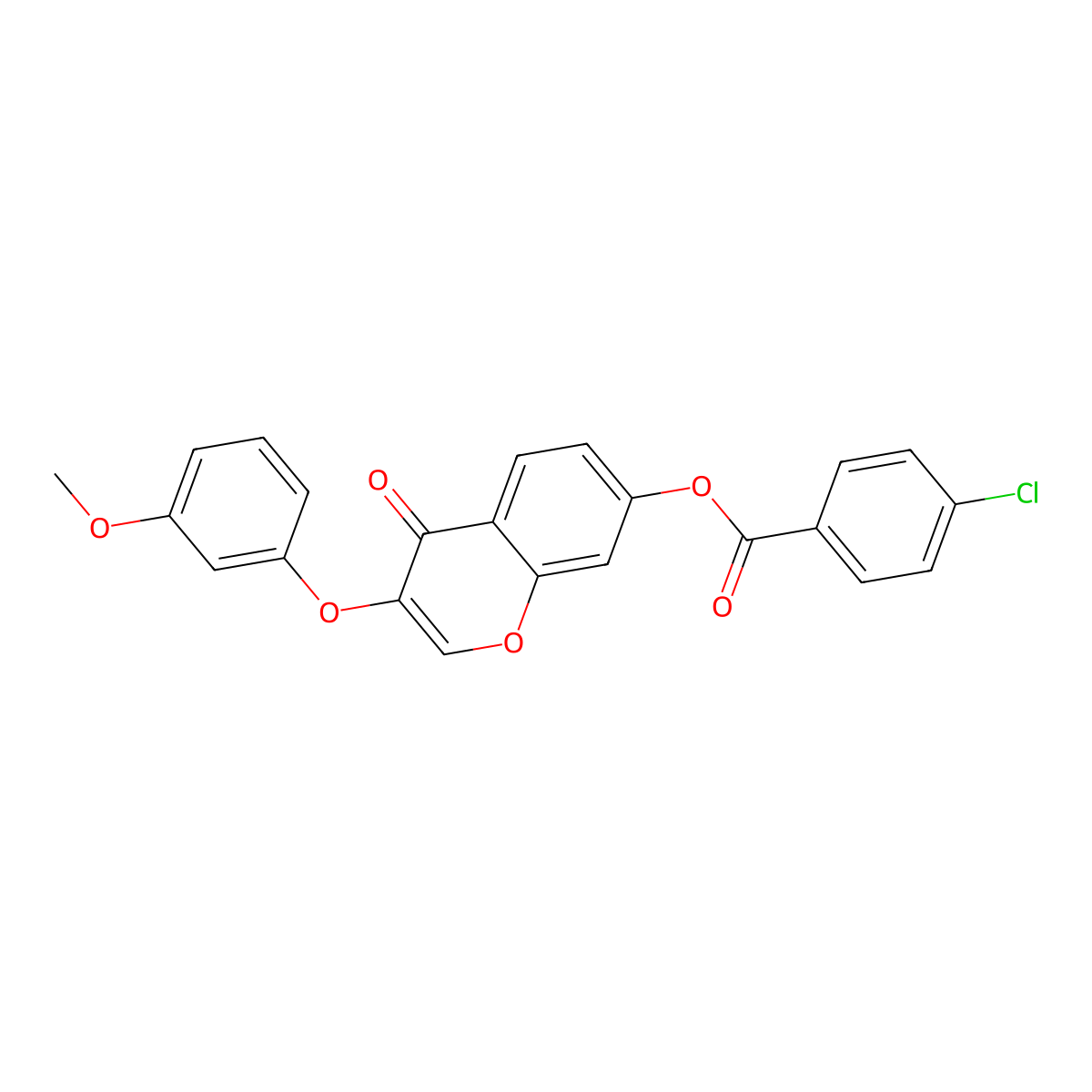 3-(3-methoxyphenoxy)-4-oxo-4H-chromen-7-yl 4-chlorobenzoate molecular structure, CAS 637749-83-8