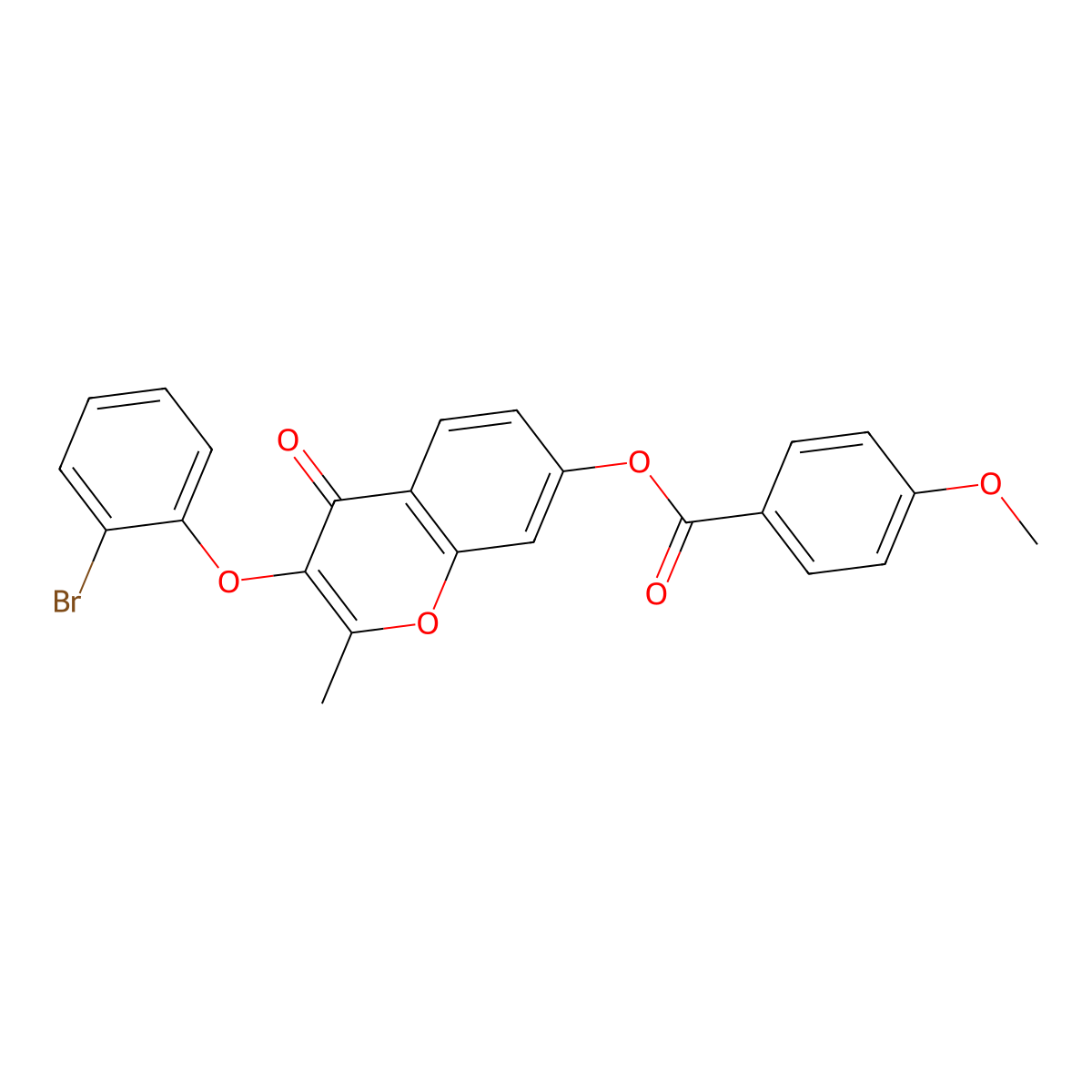 3-(2-bromophenoxy)-2-methyl-4-oxo-4H-chromen-7-yl 4-methoxybenzoate molecular structure, CAS 637750-00-6