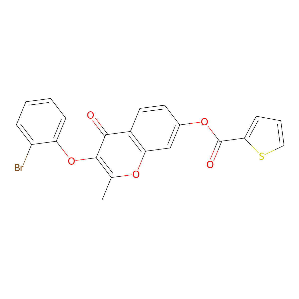3-(2-bromophenoxy)-2-methyl-4-oxo-4H-chromen-7-yl thiophene-2-carboxylate molecular structure, CAS 637750-02-8