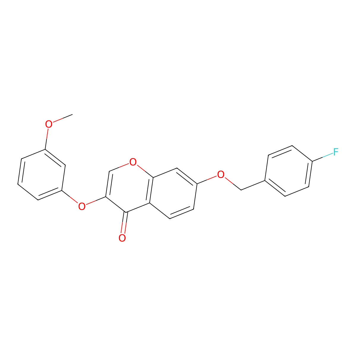 7-[(4-Fluorophenyl)methoxy]-3-(3-methoxyphenoxy)chromen-4-one molecular structure, CAS 637750-13-1