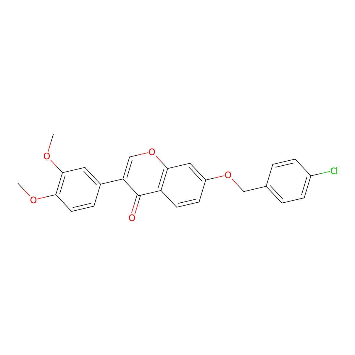 7-[(4-Chlorophenyl)methoxy]-3-(3,4-dimethoxyphenyl)chromen-4-one molecular structure, CAS 637750-23-3