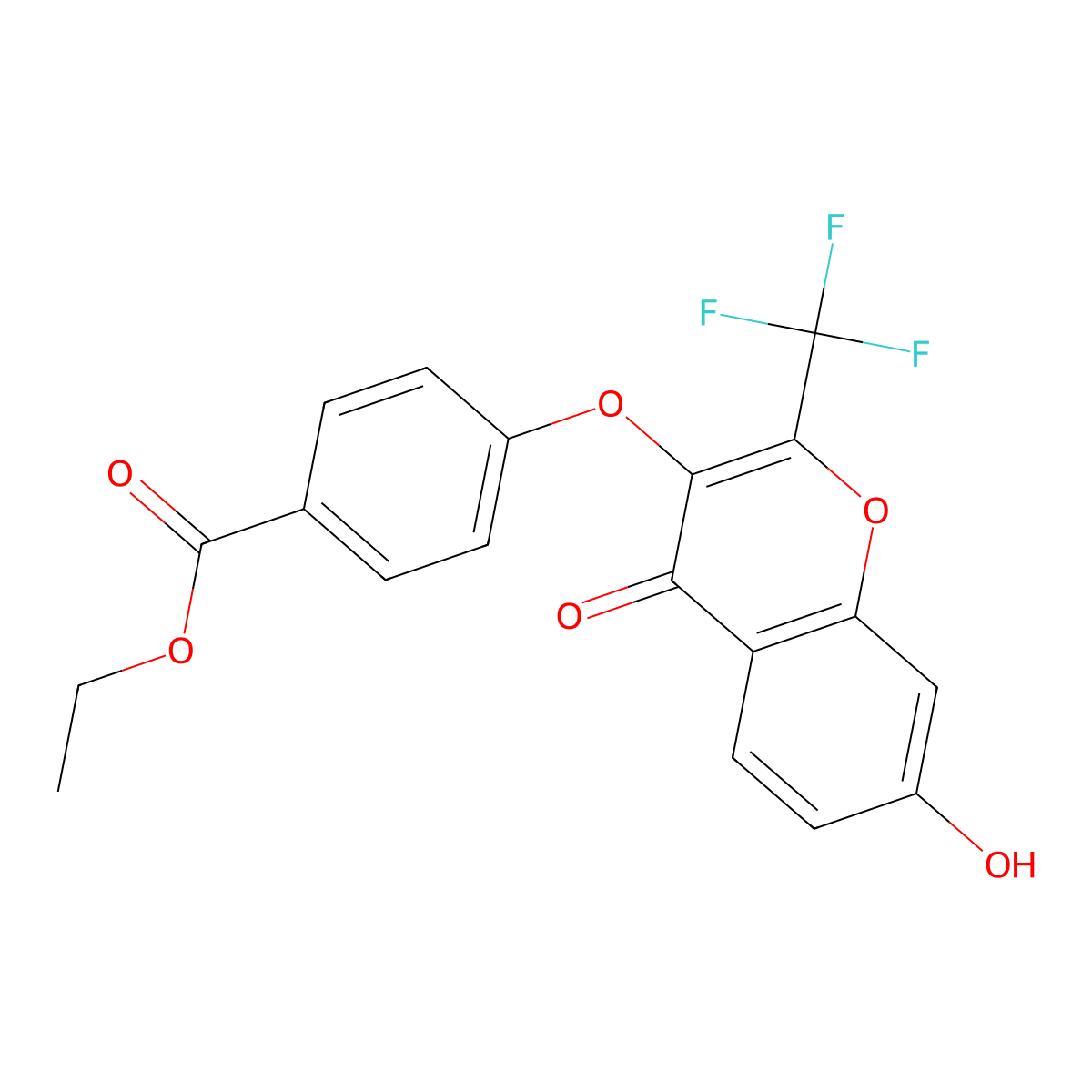 ethyl 4-{[7-hydroxy-4-oxo-2-(trifluoromethyl)-4H-chromen-3-yl]oxy}benzoate molecular structure, CAS 637750-31-3
