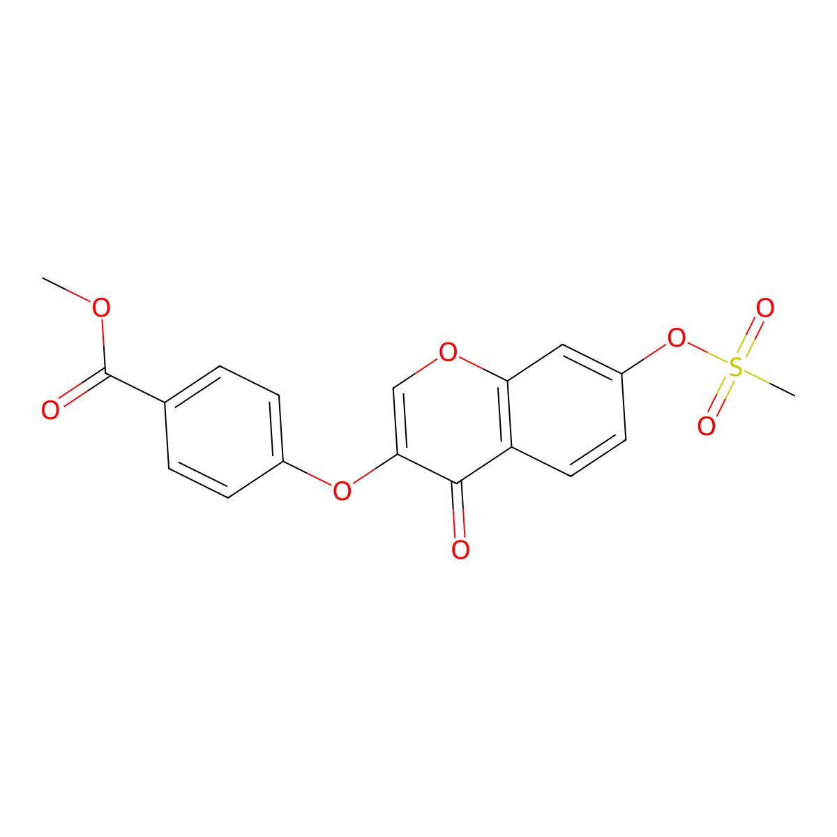 Methyl 4-(7-methylsulfonyloxy-4-oxochromen-3-yl)oxybenzoate molecular structure, CAS 637750-40-4