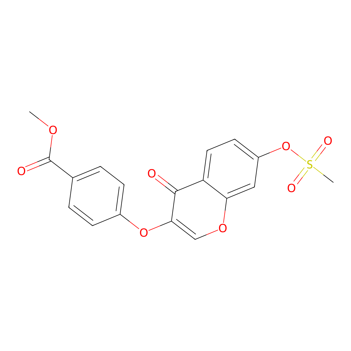 Methyl 4-(7-methylsulfonyloxy-4-oxochromen-3-yl)oxybenzoate molecular structure, CAS 637750-40-4