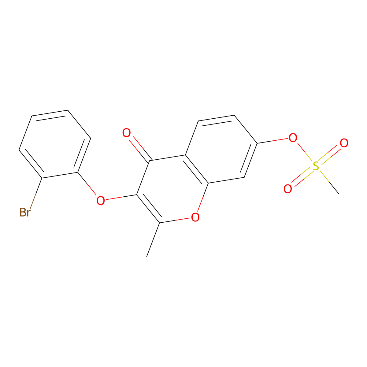 3-(2-bromophenoxy)-2-methyl-4-oxo-4H-chromen-7-yl methanesulfonate molecular structure, CAS 637750-42-6