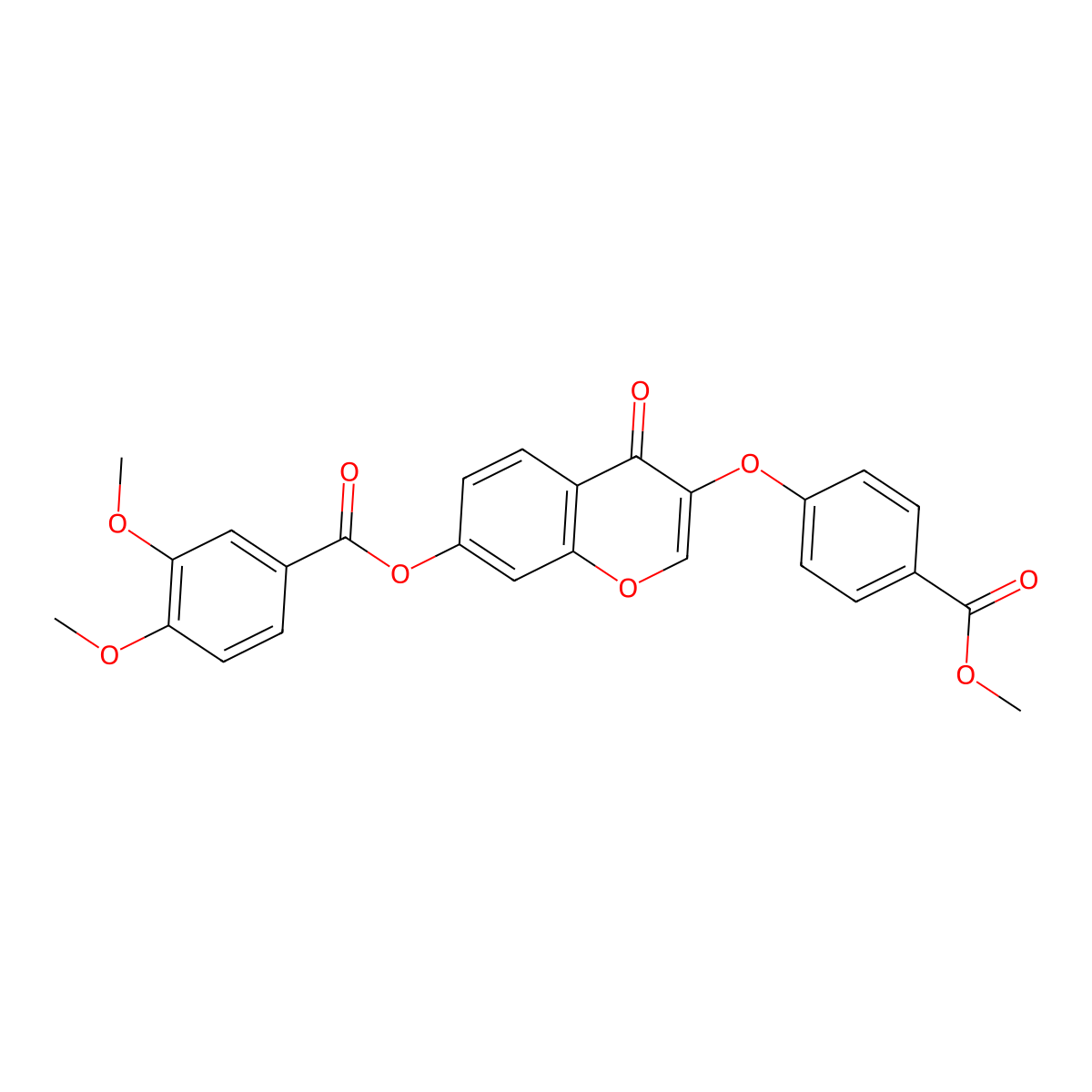 3-(4-(methoxycarbonyl)phenoxy)-4-oxo-4H-chromen-7-yl 3,4-dimethoxybenzoate molecular structure, CAS 637750-43-7