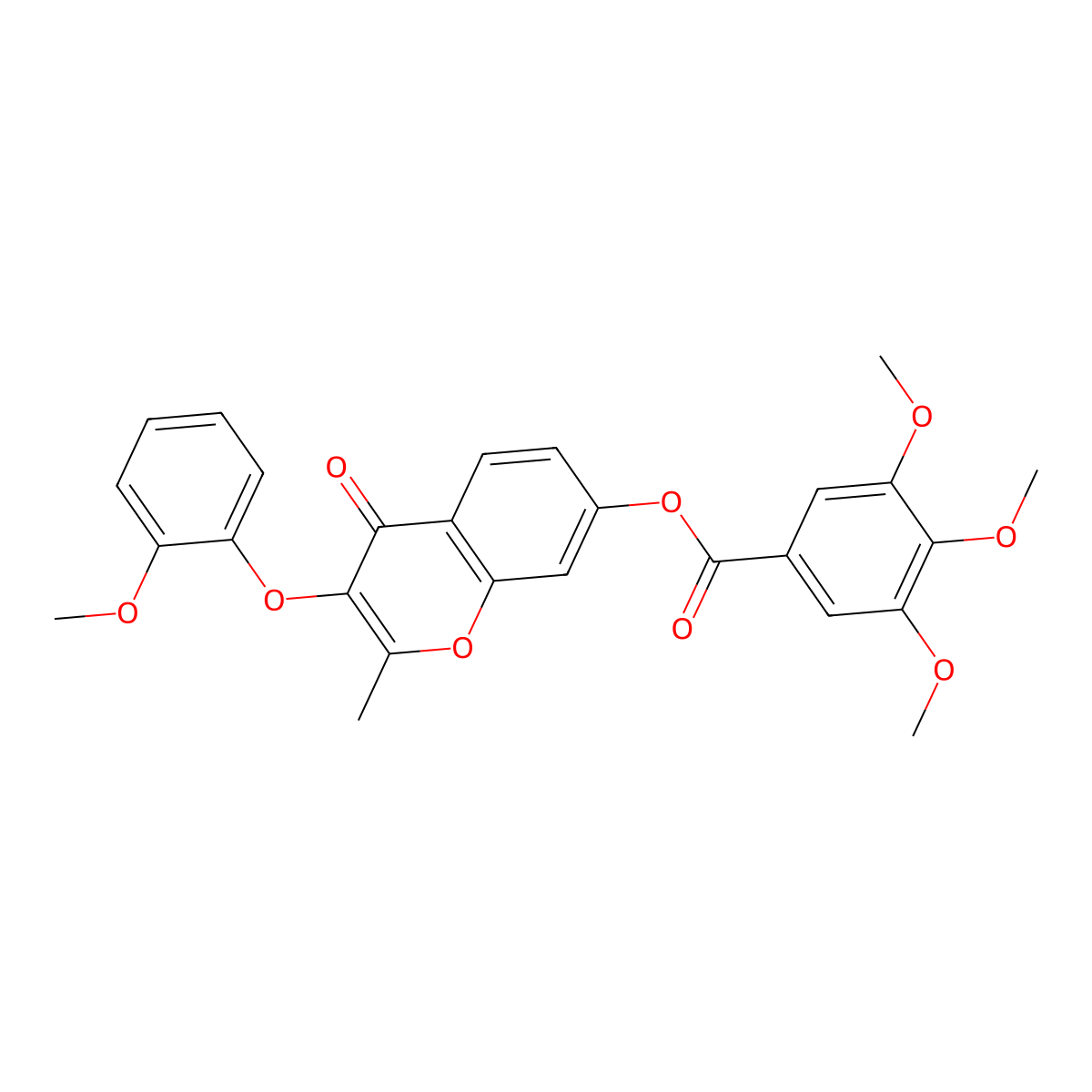 3-(2-methoxyphenoxy)-2-methyl-4-oxo-4H-chromen-7-yl 3,4,5-trimethoxybenzoate molecular structure, CAS 637750-45-9