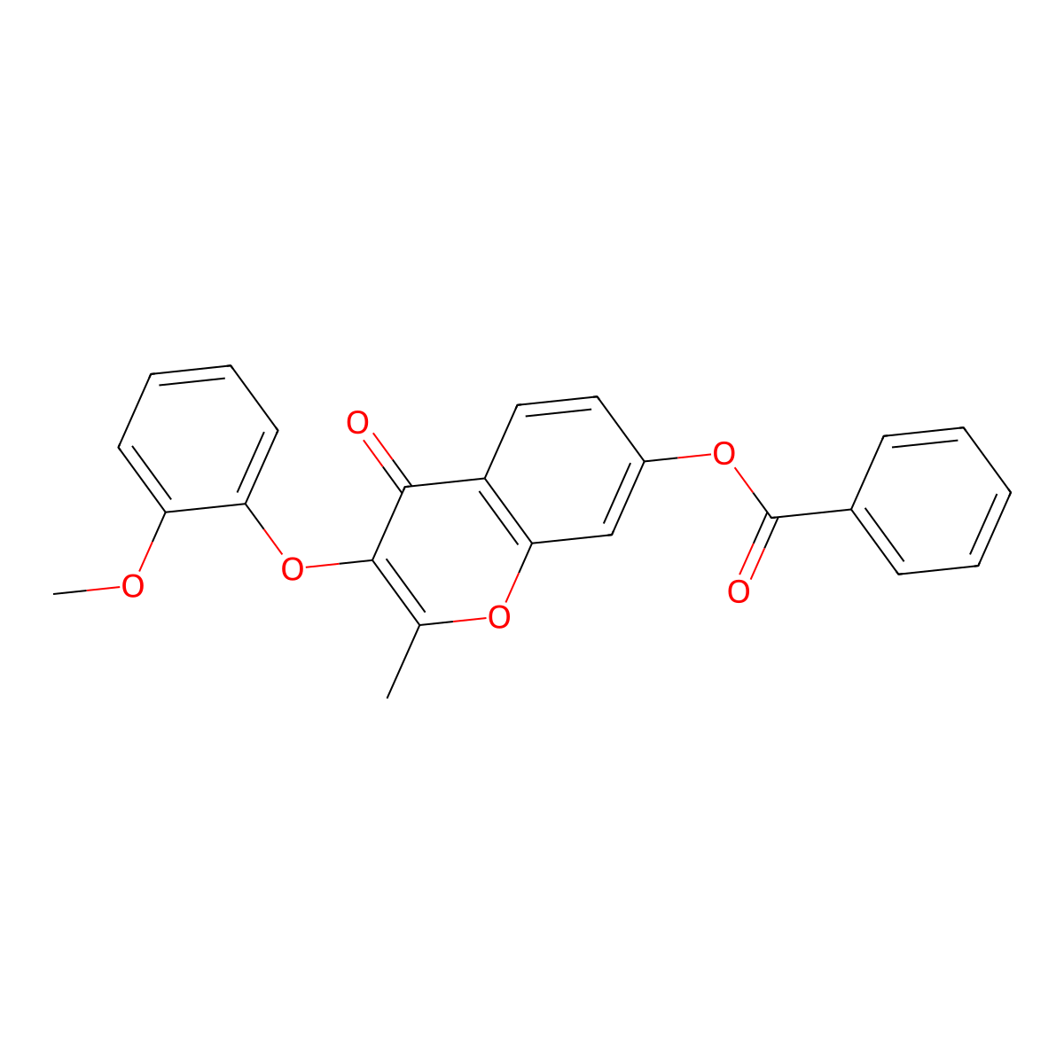 3-(2-methoxyphenoxy)-2-methyl-4-oxo-4H-chromen-7-yl benzoate molecular structure, CAS 637750-46-0