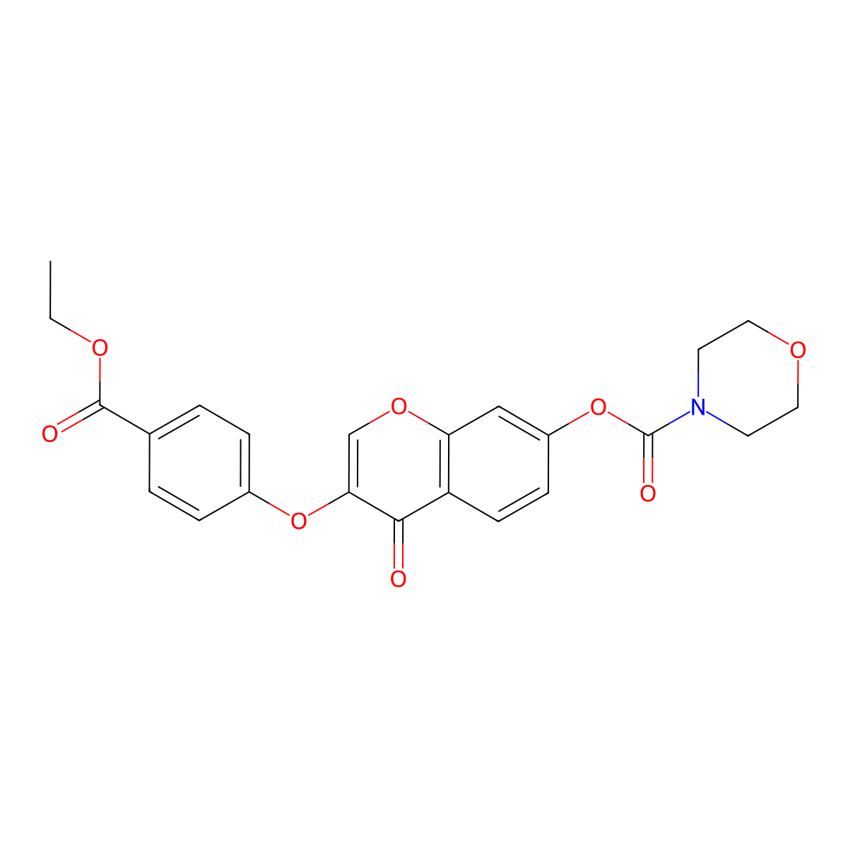 3-(4-(ethoxycarbonyl)phenoxy)-4-oxo-4H-chromen-7-yl morpholine-4-carboxylate molecular structure, CAS 637750-51-7