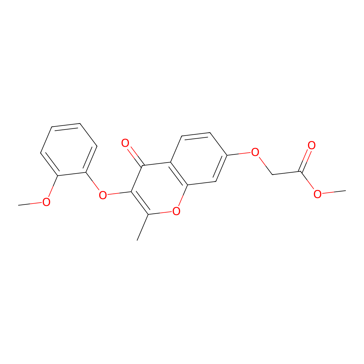 Methyl 2-[3-(2-methoxyphenoxy)-2-methyl-4-oxochromen-7-yl]oxyacetate molecular structure, CAS 637750-52-8