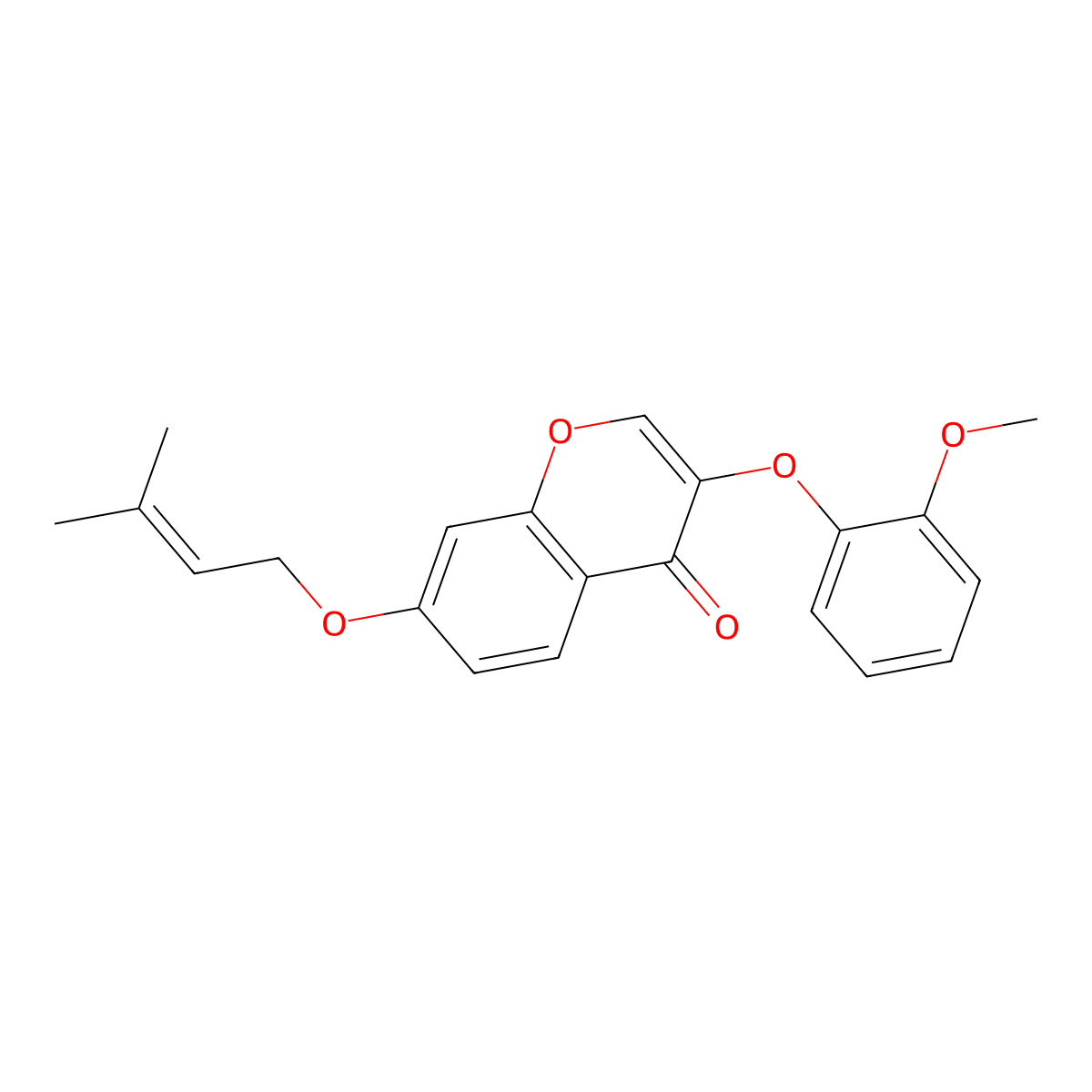 3-(2-methoxyphenoxy)-7-((3-methylbut-2-en-1-yl)oxy)-4H-chromen-4-one molecular structure, CAS 637750-54-0