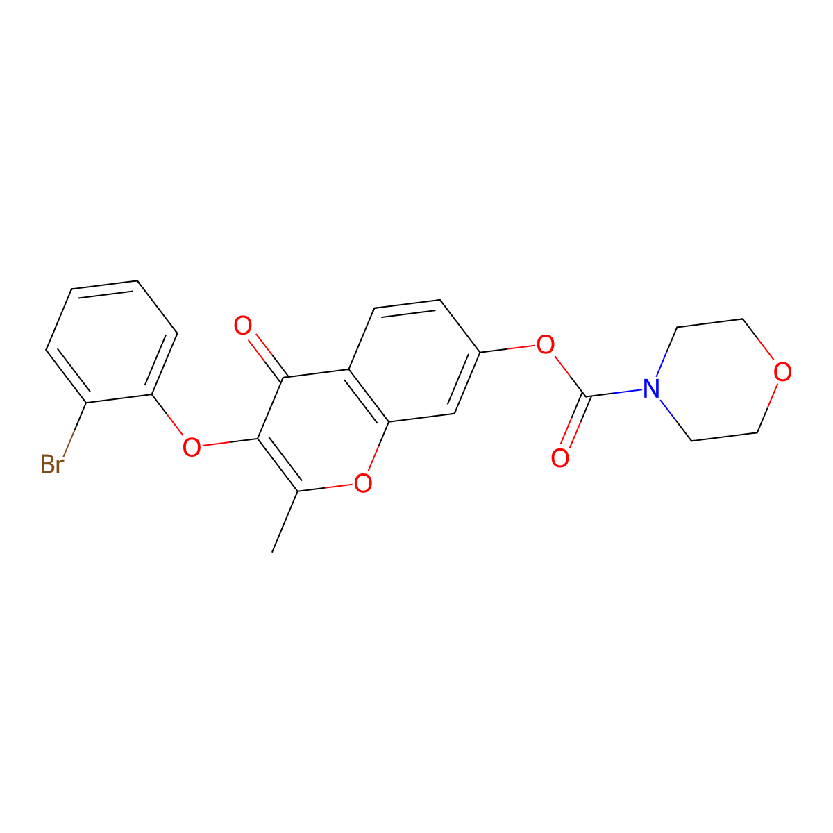 3-(2-bromophenoxy)-2-methyl-4-oxo-4H-chromen-7-yl morpholine-4-carboxylate molecular structure, CAS 637750-59-5