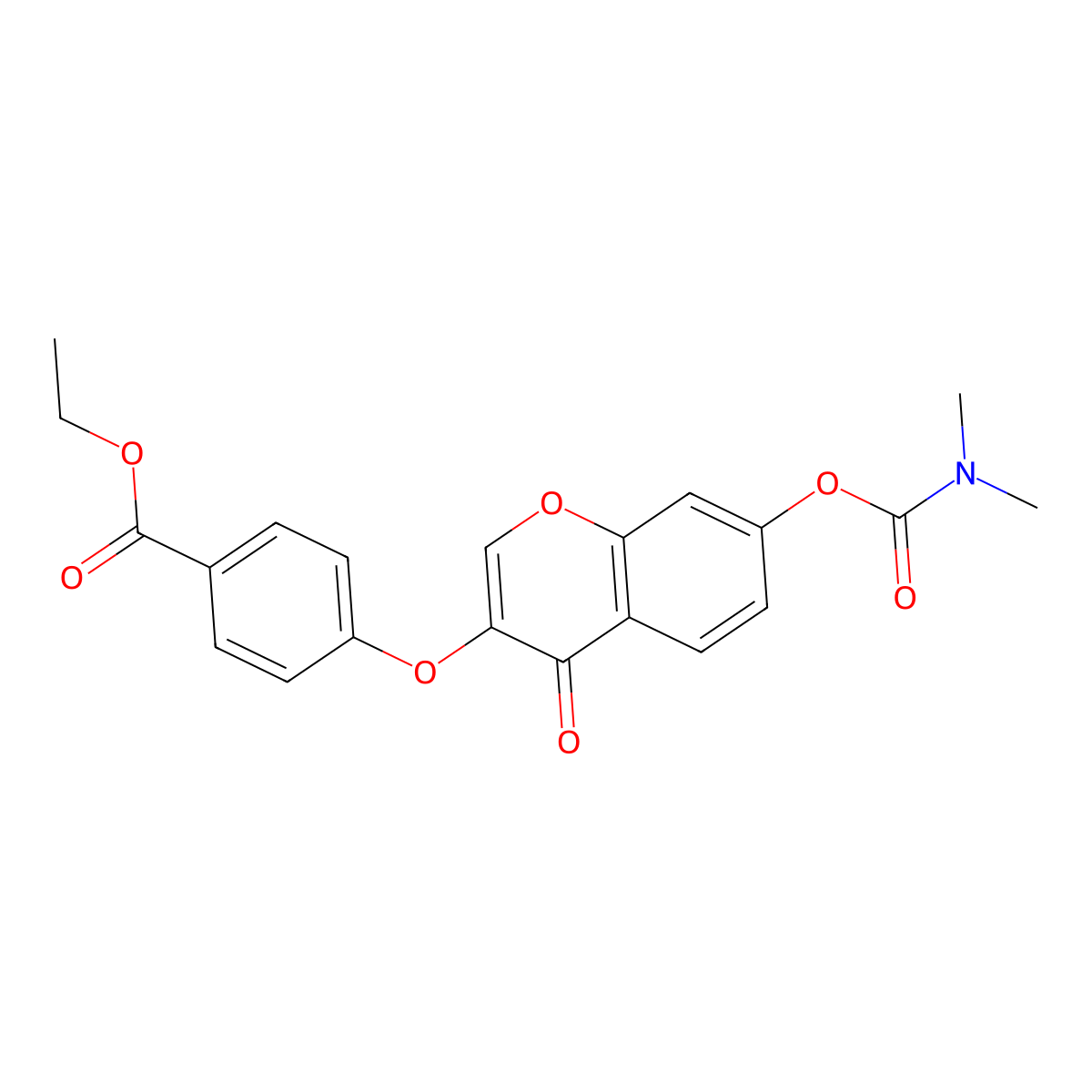 ethyl 4-((7-((dimethylcarbamoyl)oxy)-4-oxo-4H-chromen-3-yl)oxy)benzoate molecular structure, CAS 637750-62-0