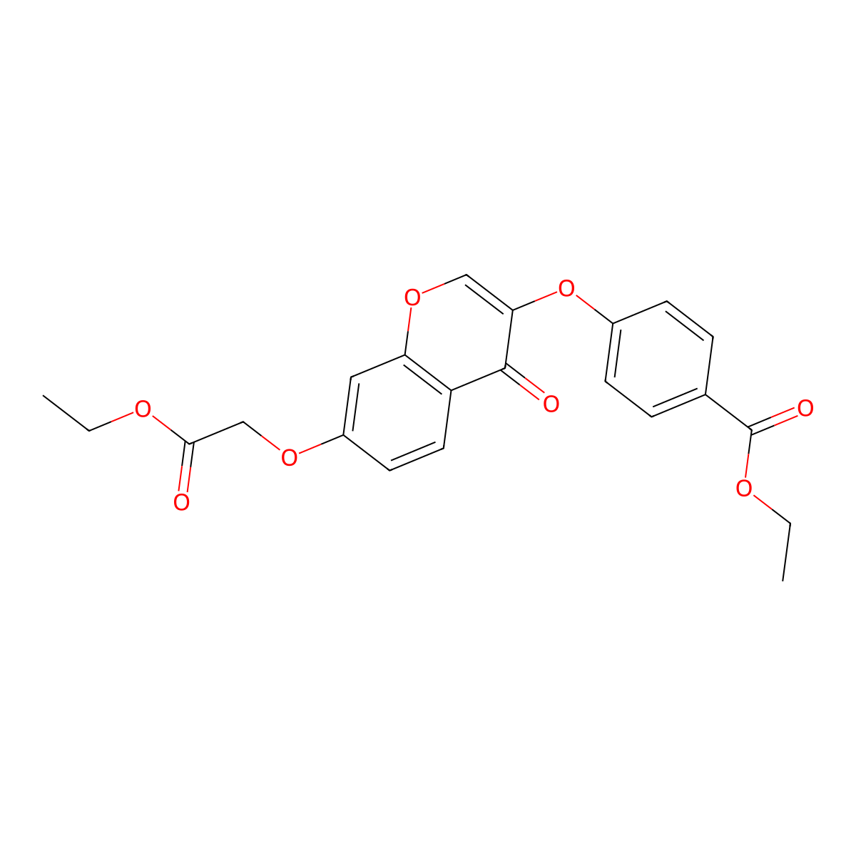 Ethyl 2-{3-[4-(ethoxycarbonyl)phenoxy]-4-oxochromen-7-yloxy}acetate molecular structure, CAS 637750-64-2