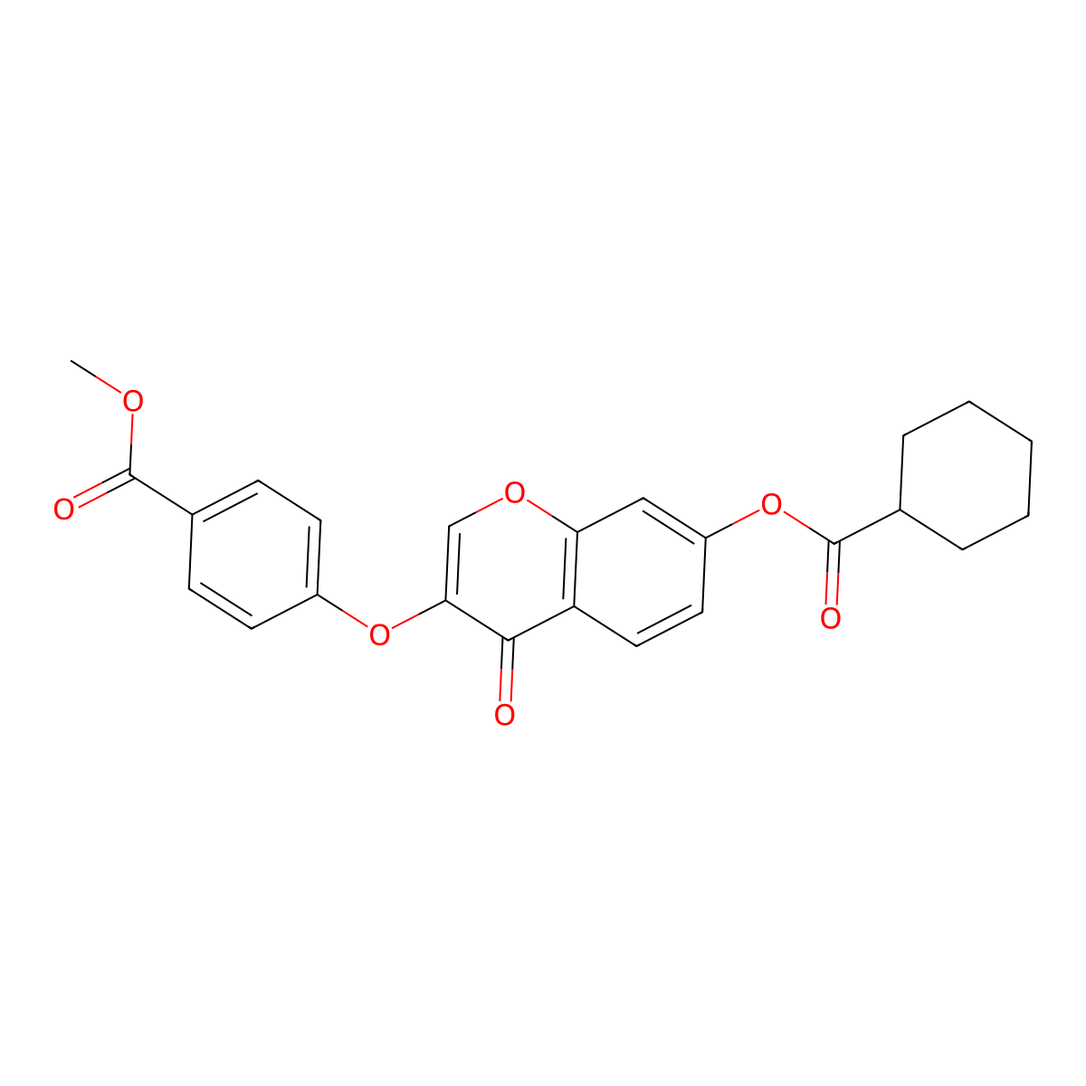 Methyl 4-[7-(cyclohexanecarbonyloxy)-4-oxochromen-3-yl]oxybenzoate molecular structure, CAS 637750-66-4