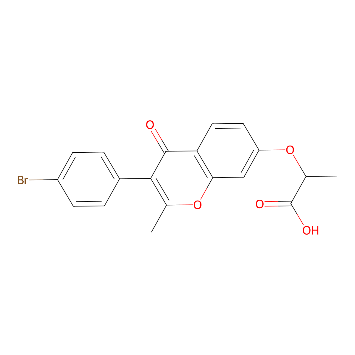 2-((3-(4-bromophenyl)-2-methyl-4-oxo-4H-chromen-7-yl)oxy)propanoic acid molecular structure, CAS 637750-74-4
