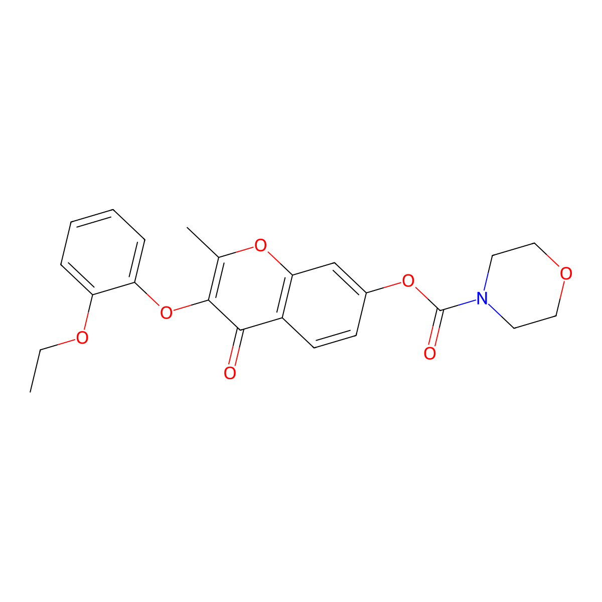 3-(2-ethoxyphenoxy)-2-methyl-4-oxo-4H-chromen-7-yl morpholine-4-carboxylate molecular structure, CAS 637750-76-6