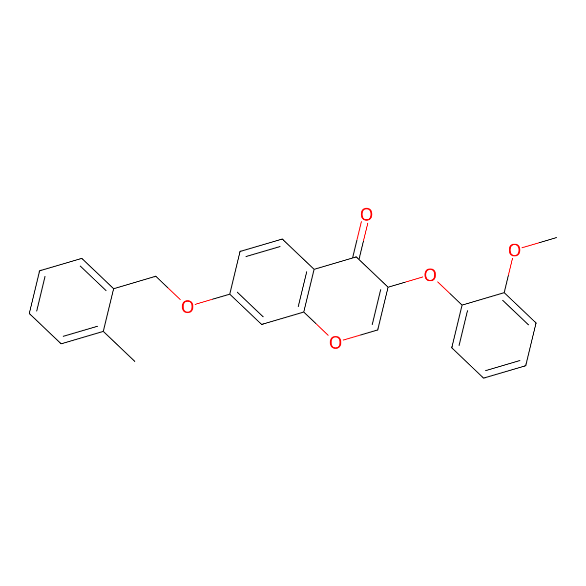 3-(2-methoxyphenoxy)-7-((2-methylbenzyl)oxy)-4H-chromen-4-one molecular structure, CAS 637750-78-8