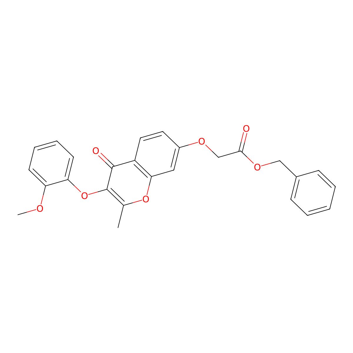 benzyl 2-{[3-(2-methoxyphenoxy)-2-methyl-4-oxo-4H-chromen-7-yl]oxy}acetate molecular structure, CAS 637750-79-9