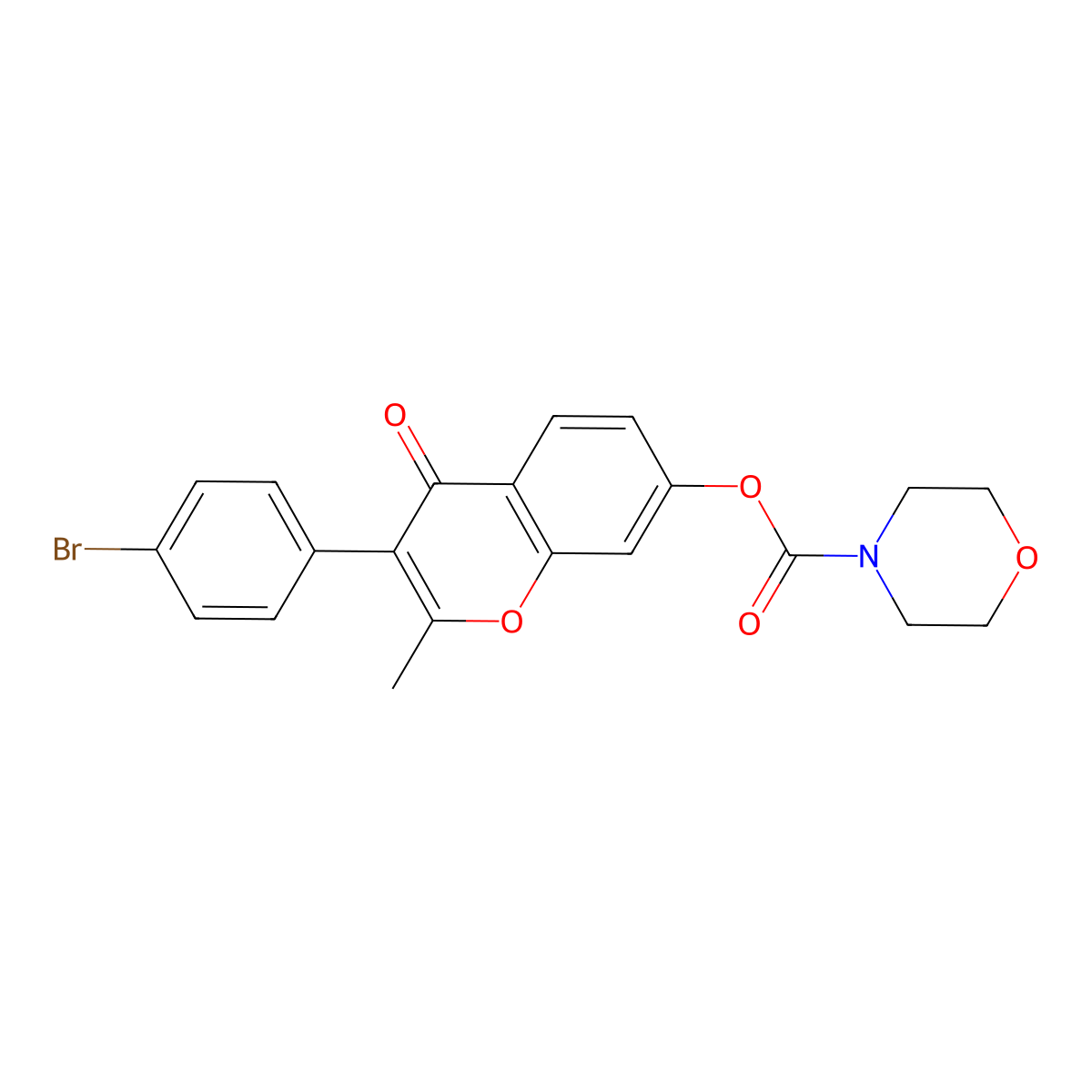 3-(4-bromophenyl)-2-methyl-4-oxo-4H-chromen-7-yl morpholine-4-carboxylate molecular structure, CAS 637750-82-4