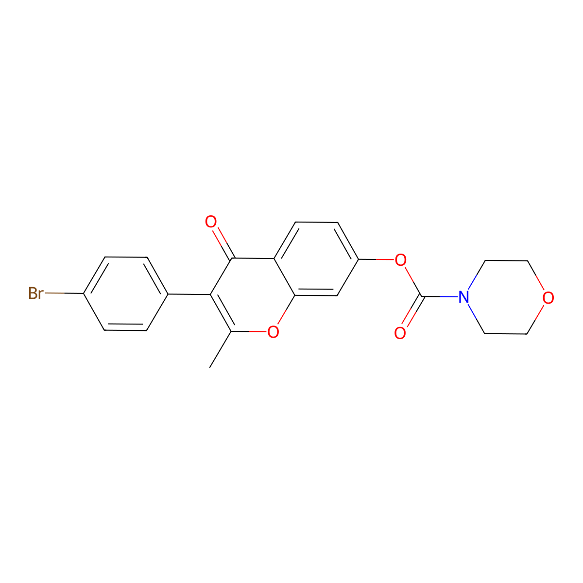 3-(4-bromophenyl)-2-methyl-4-oxo-4H-chromen-7-yl morpholine-4-carboxylate molecular structure, CAS 637750-82-4