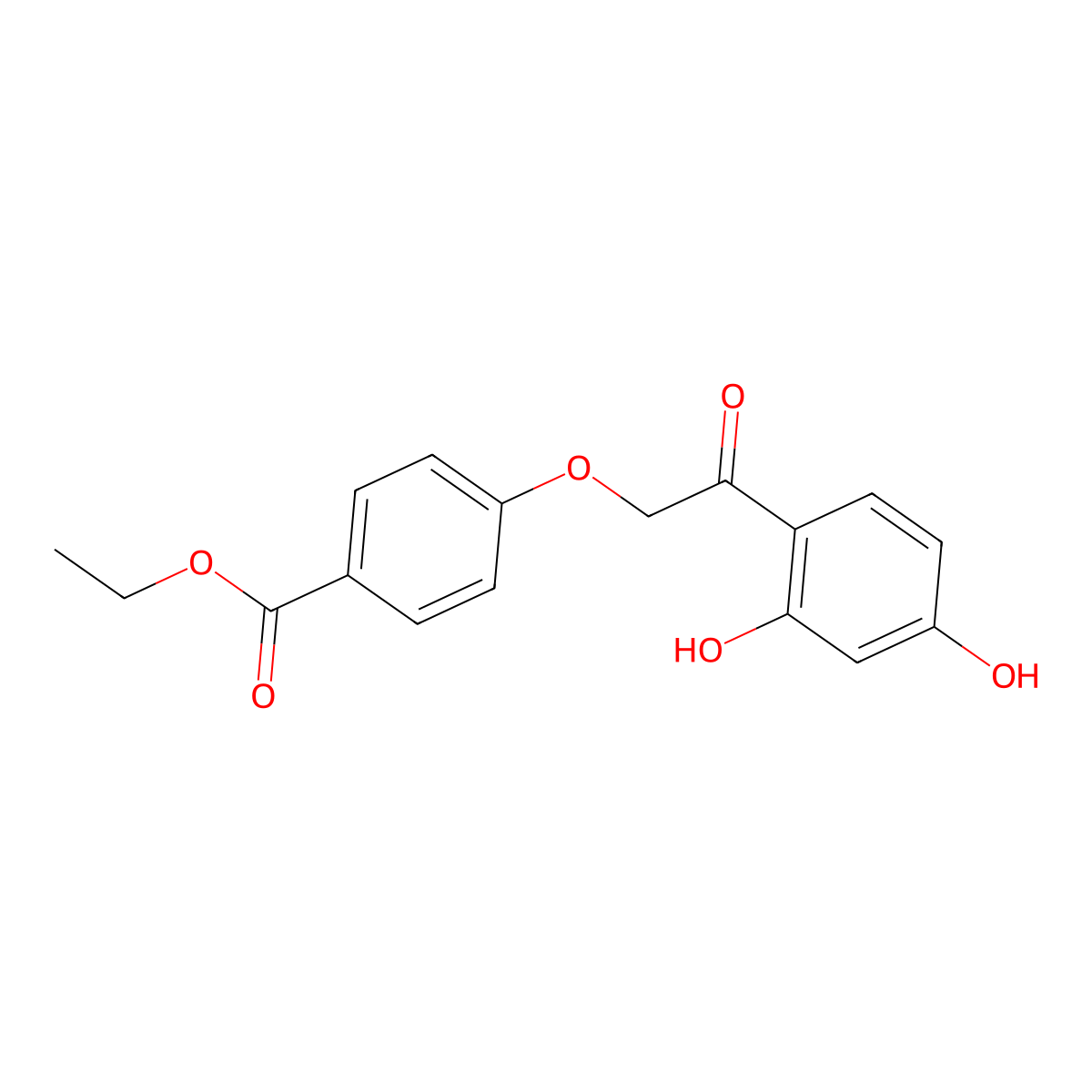 Ethyl 4-[2-(2,4-dihydroxyphenyl)-2-oxoethoxy]benzoate molecular structure, CAS 637750-84-6