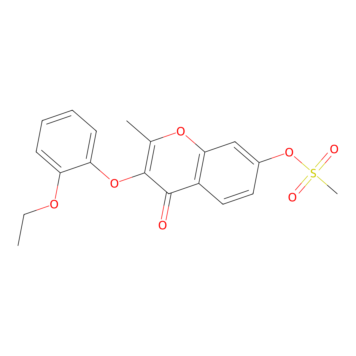 3-(2-ethoxyphenoxy)-2-methyl-4-oxo-4H-chromen-7-yl methanesulfonate molecular structure, CAS 637750-85-7