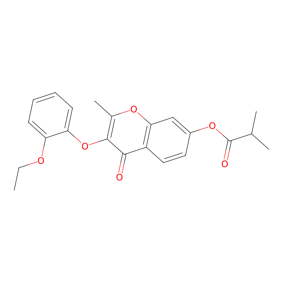 3-(2-ethoxyphenoxy)-2-methyl-4-oxo-4H-chromen-7-yl 2-methylpropanoate molecular structure, CAS 637750-89-1