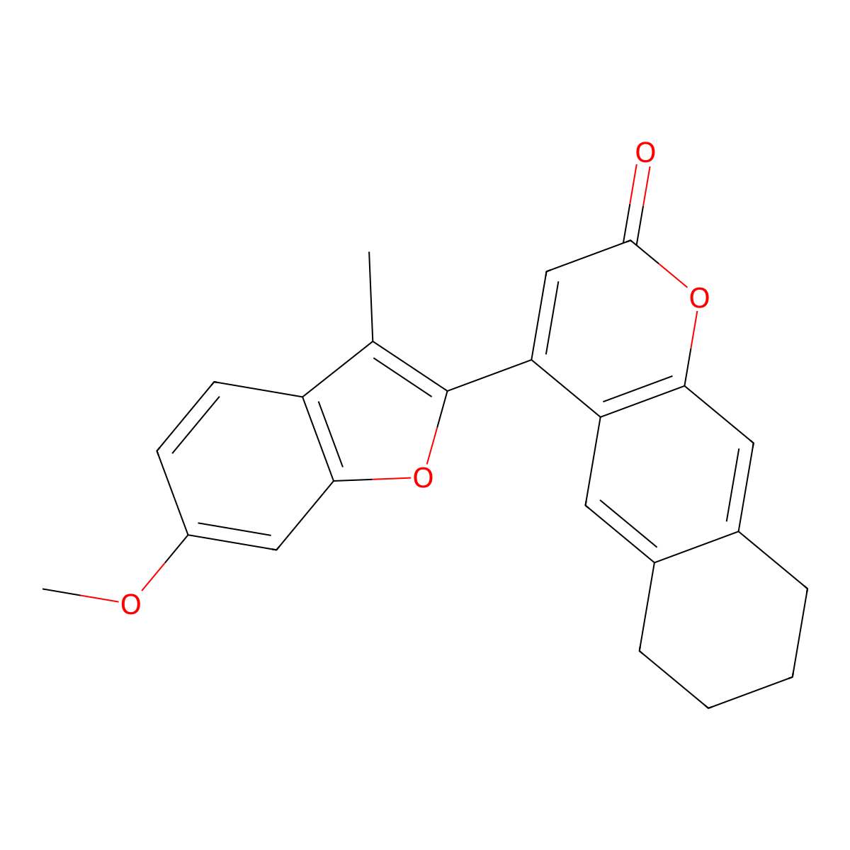 4-(6-methoxy-3-methyl-1-benzofuran-2-yl)-6,7,8,9-tetrahydro-2H-benzo[g]chromen-2-one molecular structure, CAS 637751-09-8