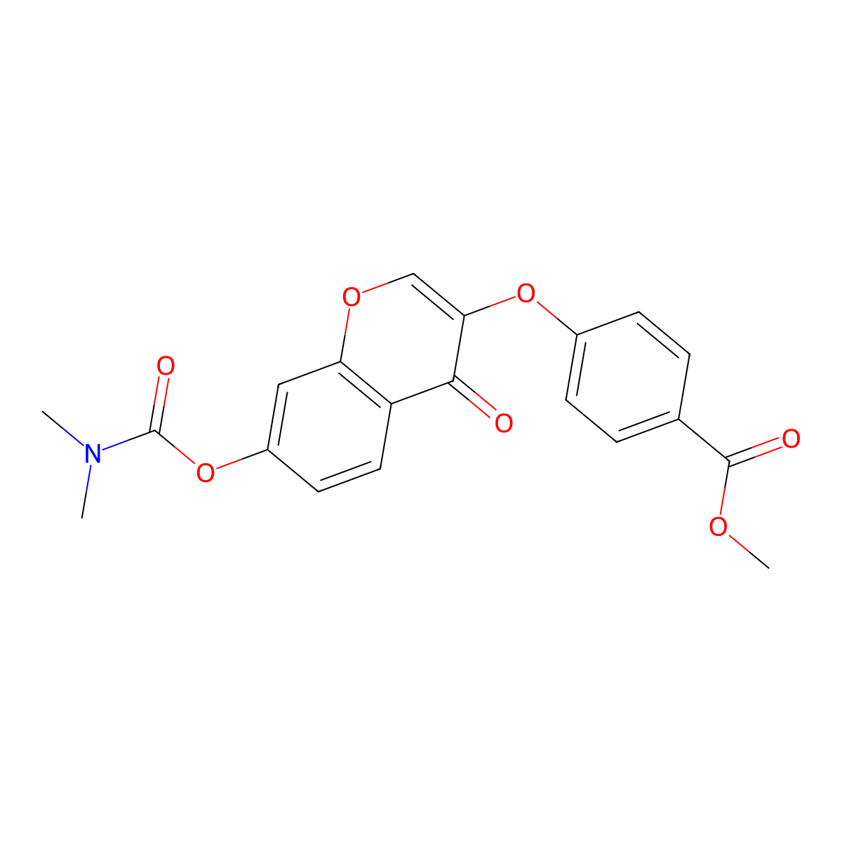 methyl 4-((7-((dimethylcarbamoyl)oxy)-4-oxo-4H-chromen-3-yl)oxy)benzoate molecular structure, CAS 637751-14-5