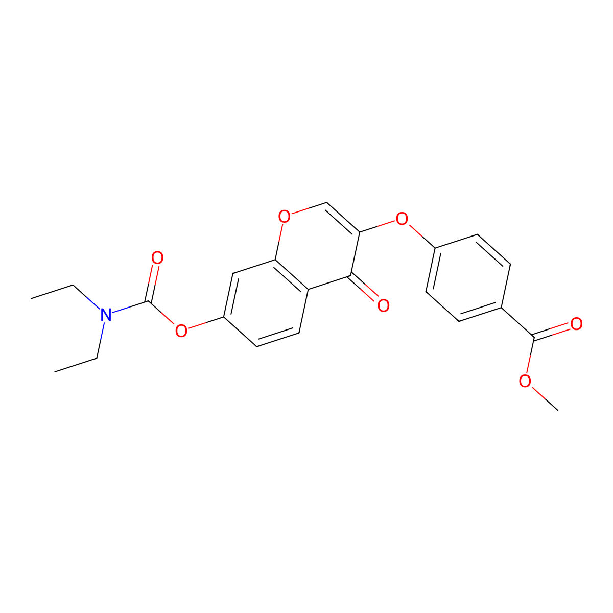 methyl 4-((7-((diethylcarbamoyl)oxy)-4-oxo-4H-chromen-3-yl)oxy)benzoate molecular structure, CAS 637751-15-6