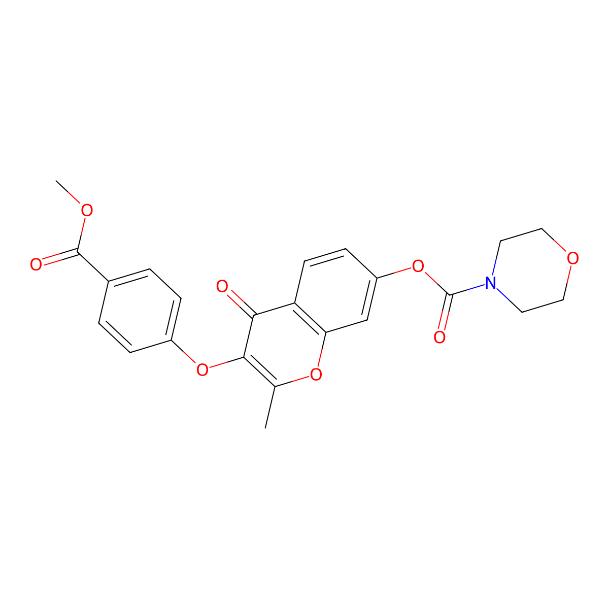 3-(4-(methoxycarbonyl)phenoxy)-2-methyl-4-oxo-4H-chromen-7-yl morpholine-4-carboxylate molecular structure, CAS 637751-21-4
